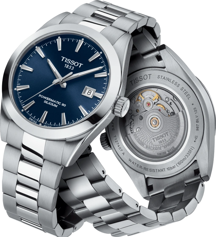 Tissot,Gentleman 40mm,40mm,Stainless Steel,Blue,Automatic,Date,80hours,T127,T127.407.11.041.00