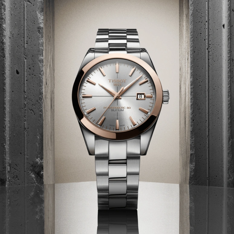 Tissot,Gentleman 40mm,40mm,Red Gold,Stainless Steel,Silver,Automatic,Date,80hours,T927,T927.407.41.031.00