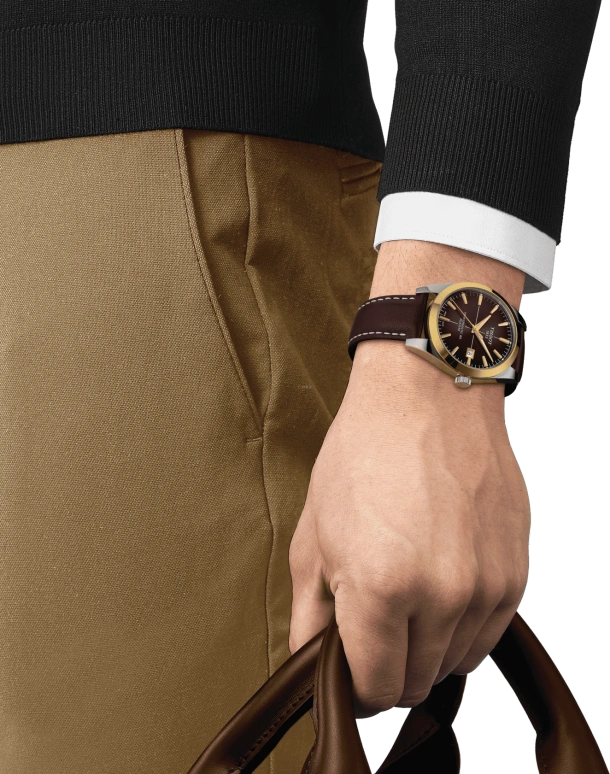 Tissot,Gentleman 40mm,40mm,Yellow Gold,Stainless Steel,Brown,Automatic,Date,80hours,T927,T927.407.46.291.01