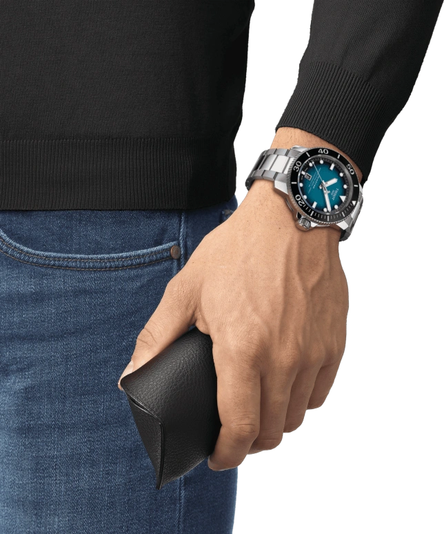 Tissot,Seastar 46mm,46mm,Ceramic,Stainless Steel,Blue,Gradient,Automatic,Day,80hours,T120,T120.607.11.041.00