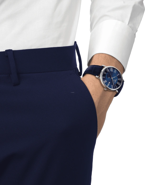 Tissot,Carson 40mm,40mm,Stainless Steel,Blue,Quartz,Moonphase,Date,T122,T122.423.16.043.00