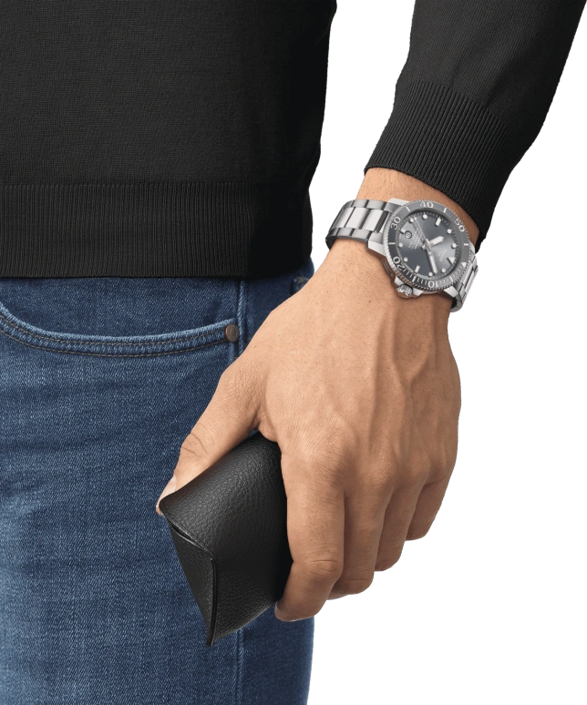 Tissot,Seastar 43mm,43mm,Stainless Steel,Ceramic,Grey,Automatic,Day,80hours,T120,T120.407.11.081.01