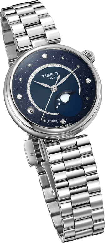 Tissot,Bellissima 29.60mm,29.60mm,Stainless Steel,Blue,Quartz,Moonphase,Day,T152,T152.223.11.496.00
