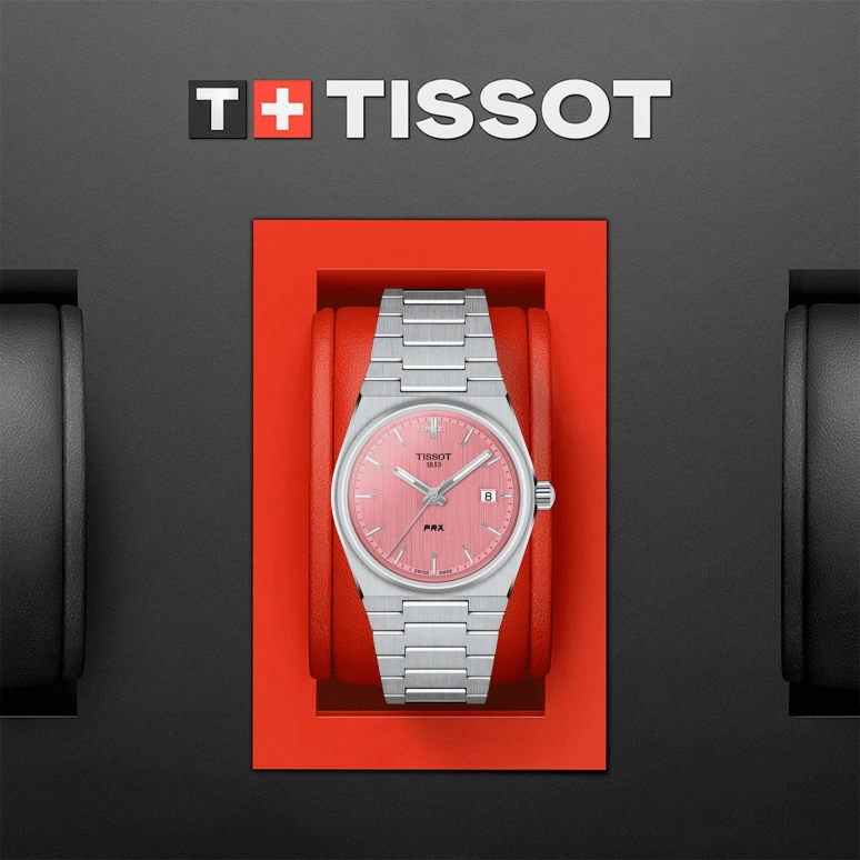 Tissot,PRX 35mm,35mm,Stainless Steel,Pink,Quartz,Day,Sapphire,Crystal Glass,T137,T137.210.11.331.00