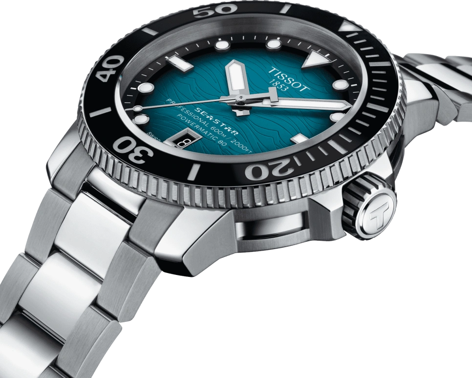Tissot,Seastar 46mm,46mm,Ceramic,Stainless Steel,Blue,Gradient,Automatic,Day,80hours,T120,T120.607.11.041.00
