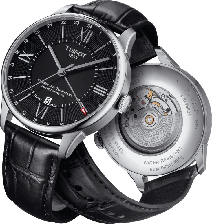Tissot,Chemin Des Tourelles 42mm,42mm,Stainless Steel,Black,Automatic,Day,Dule Time,GMT,T099,T099.429.16.058.00