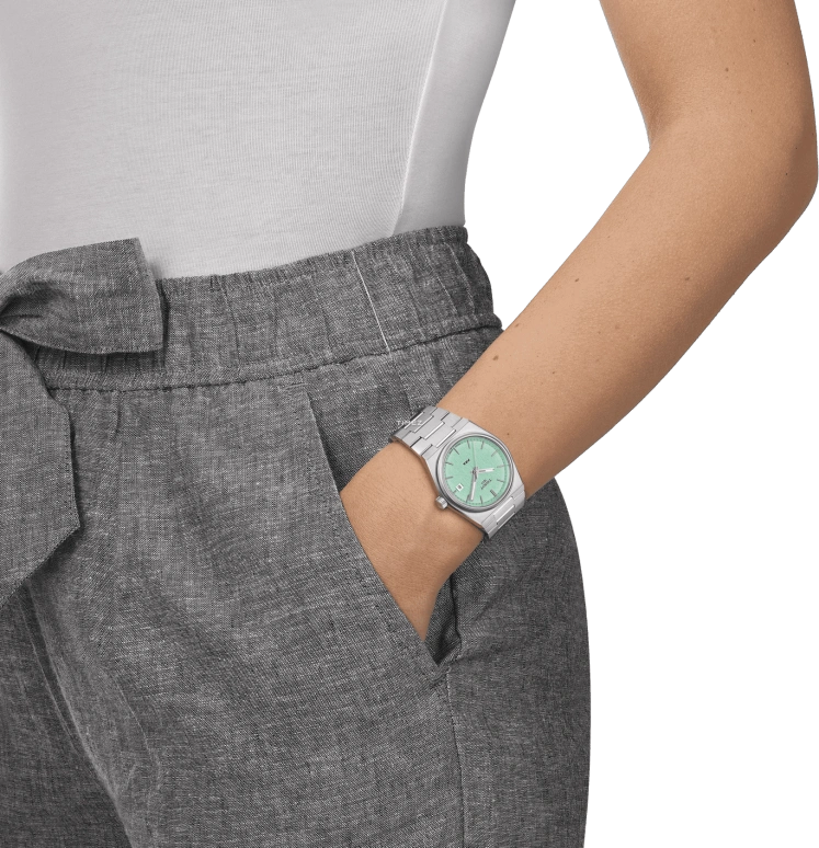 Tissot,PRX 35mm,35mm,Stainless Steel,Turquoise,Quartz,Day,Sapphire,Crystal Glass,T137,T137.210.11.091.00