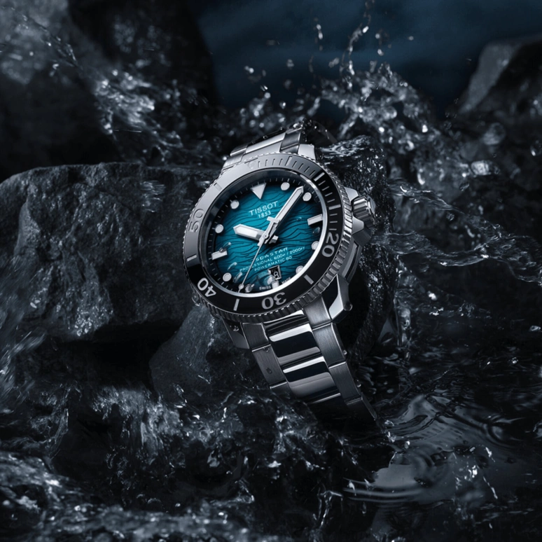 Tissot,Seastar 46mm,46mm,Ceramic,Stainless Steel,Blue,Gradient,Automatic,Day,80hours,T120,T120.607.11.041.00