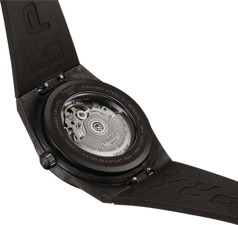 Tissot,PRX 40mm,40mm,Forged Carbon,Stainless Steel,Black,Automatic,Day,In-house Caliber,T137,T137.907.97.201.00