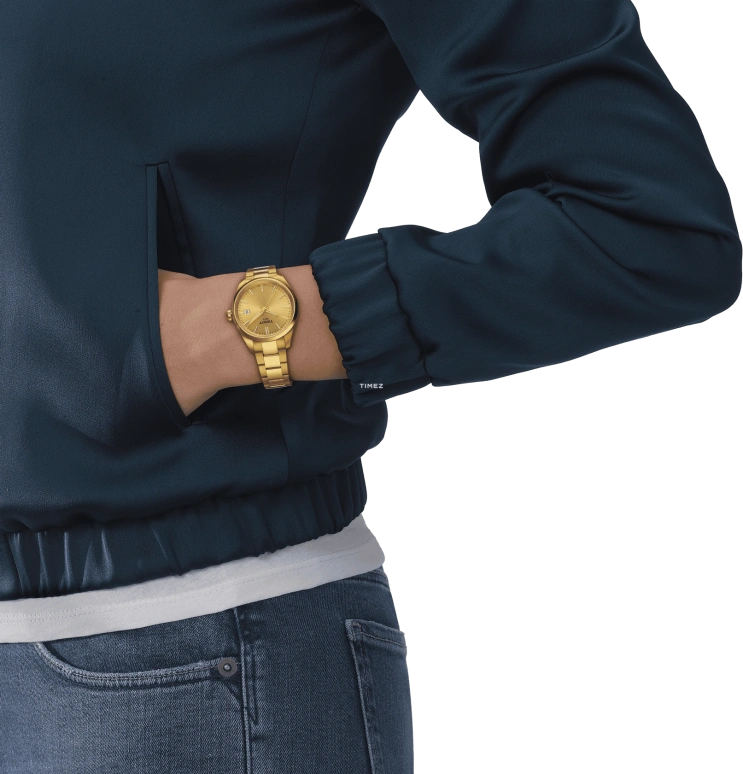 Tissot,PR 100 34mm,34mm,Stainless Steel,Gold,Quartz,Day,Sapphire,Crystal Glass,T150,T150.210.33.021.00