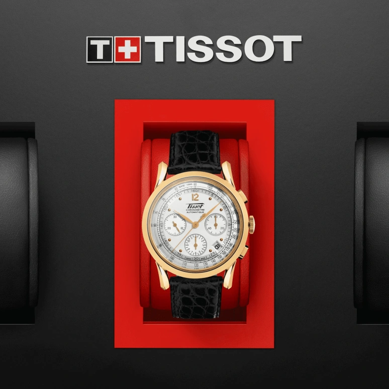 Tissot,Heritage 39.50mm,39.50mm,Yellow Gold,Silver,Automatic,Chronograph,Date,T71,T71.3.439.31