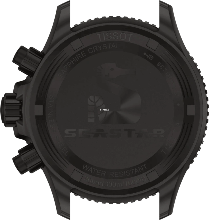Tissot,Seastar 38mm,38mm,Stainless Steel,Black,Quartz,Chronograph,Day,T120,T120.217.37.061.00