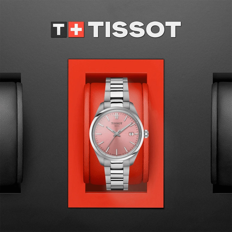 Tissot,PR 100 34mm,34mm,Stainless Steel,Pink,Quartz,Day,In-house Caliber,T150,T150.210.11.331.00