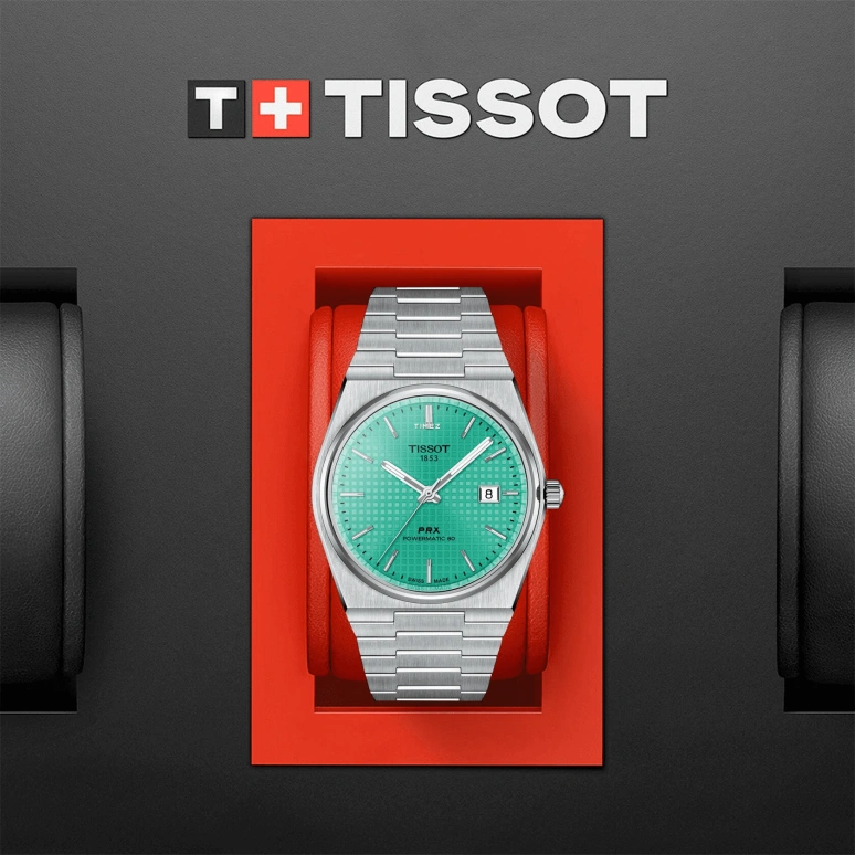 Tissot,PRX 40mm,40mm,Stainless Steel,Green,Automatic,Day,80hours,T137,T137.407.11.091.01