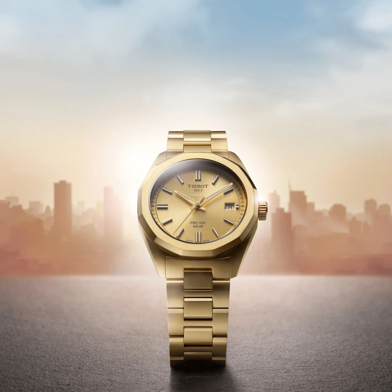 Tissot,PR 100 34mm,34mm,Stainless Steel,Gold,Quartz,Day,Solar Charging,T151,T151.822.33.021.00