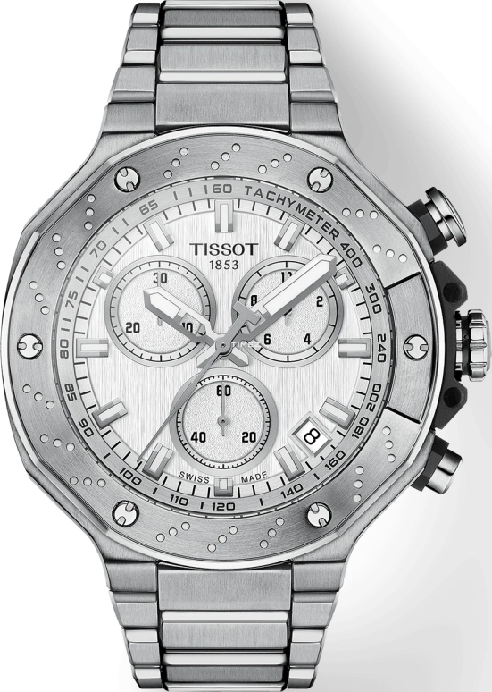 Tissot,T-Race 45mm,45mm,Stainless Steel,Silver White,Quartz,Chronograph,Day,T141,T141.417.11.031.00