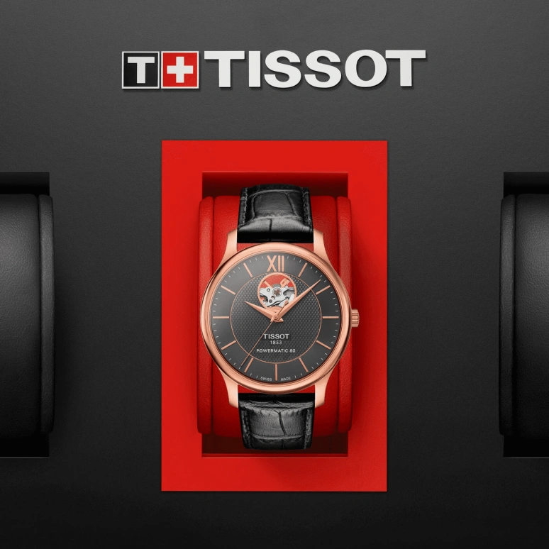 Tissot,Tradition 40mm,40mm,Rose Gold,Grey,Automatic,80hours,Sapphire,T063,T063.907.36.068.00