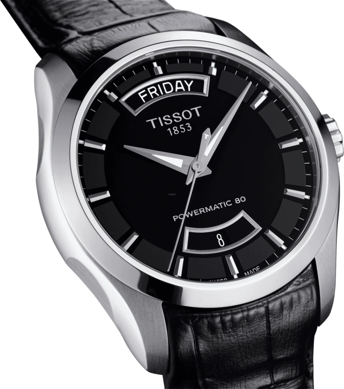 Tissot,Couturier 39mm,39mm,Stainless Steel,Black,Automatic,Date,Day,T035,T035.407.16.051.02