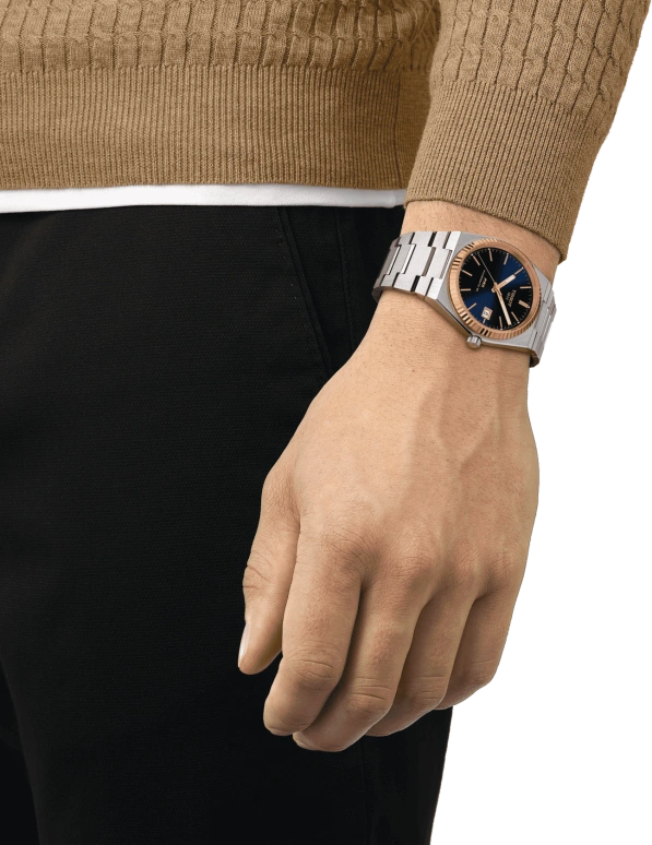 Tissot,PRX 40mm,40mm,Rose Gold,Stainless Steel,Blue,Gradient,Automatic,Day,80hours,T931,T931.407.41.041.00