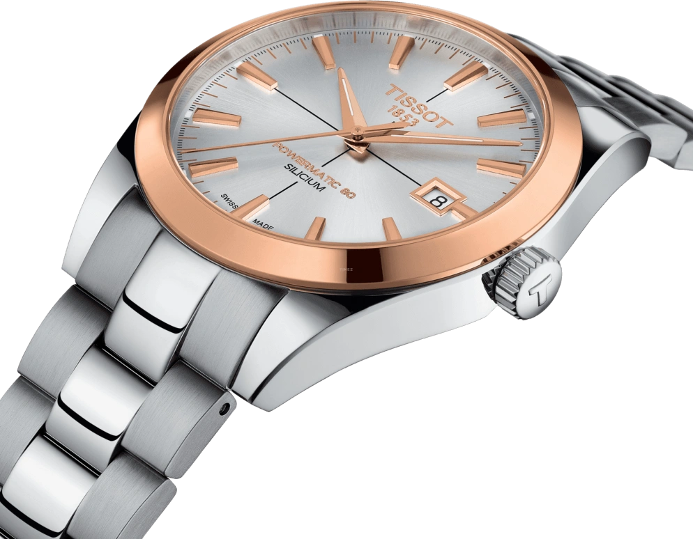 Tissot,Gentleman 40mm,40mm,Red Gold,Stainless Steel,Silver,Automatic,Date,80hours,T927,T927.407.41.031.00