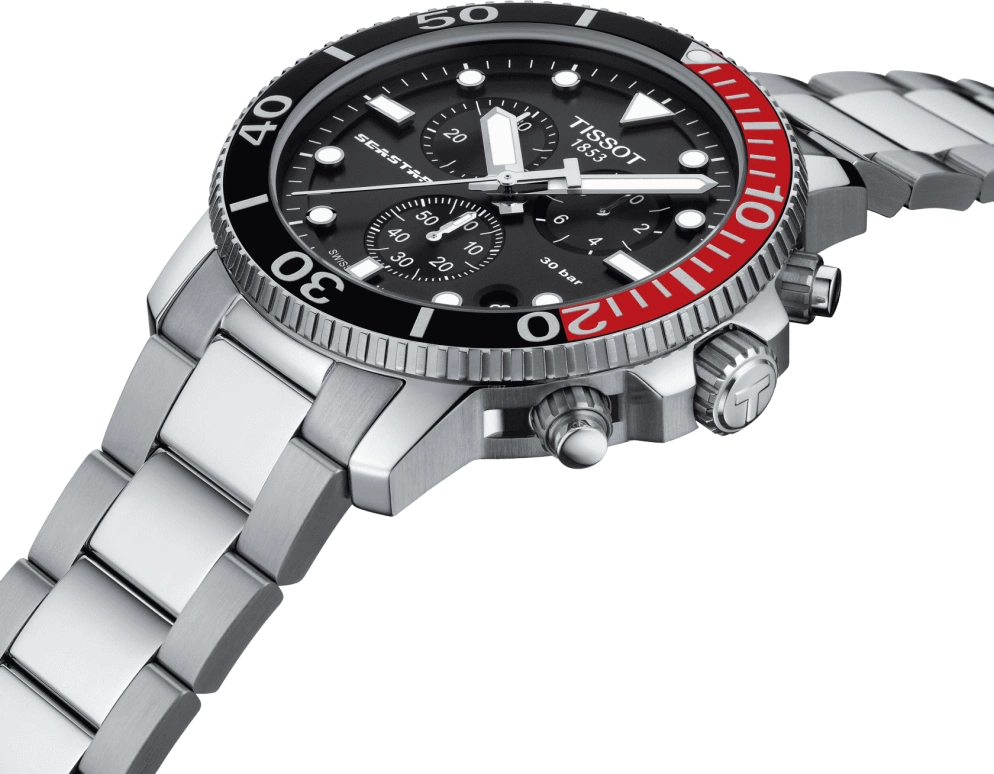 Tissot,Seastar 45.50mm,45.50mm,Stainless Steel,Black,Quartz,Chronograph,Date,Rattrapante,T120,T120.417.11.051.01