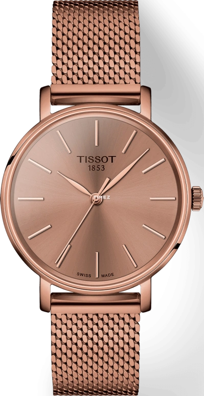 Tissot,Everytime 34mm,34mm,Stainless Steel,Rose Gold,Quartz,Sapphire,Glass,Round,T143,T143.210.33.331.00