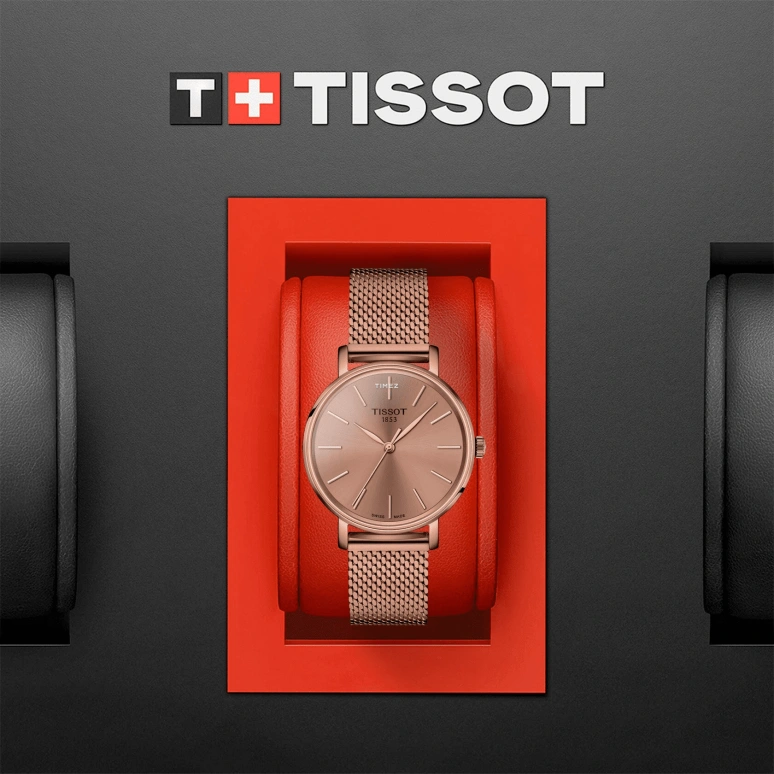 Tissot,Everytime 34mm,34mm,Stainless Steel,Rose Gold,Quartz,Sapphire,Glass,Round,T143,T143.210.33.331.00
