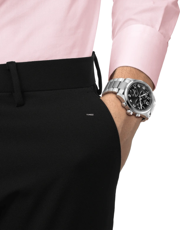Tissot,Chrono 42mm,42mm,Stainless Steel,Black,Quartz,Chronograph,Day,T116,T116.417.11.052.00