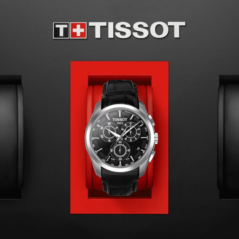 Tissot,Couturier 41mm,41mm,Stainless Steel,Black,Quartz,Chronograph,Date,Rattrapante,T035,T035.617.16.051.00