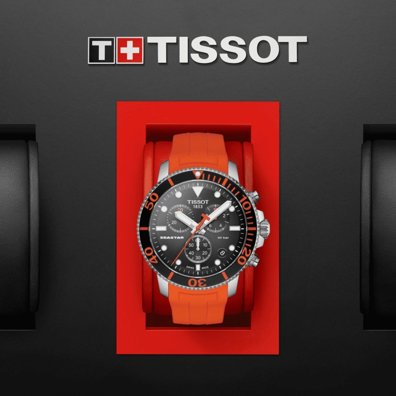Tissot,Seastar 45.50mm,45.50mm,Stainless Steel,Black,Quartz,Chronograph,Date,Rattrapante,T120,T120.417.17.051.01