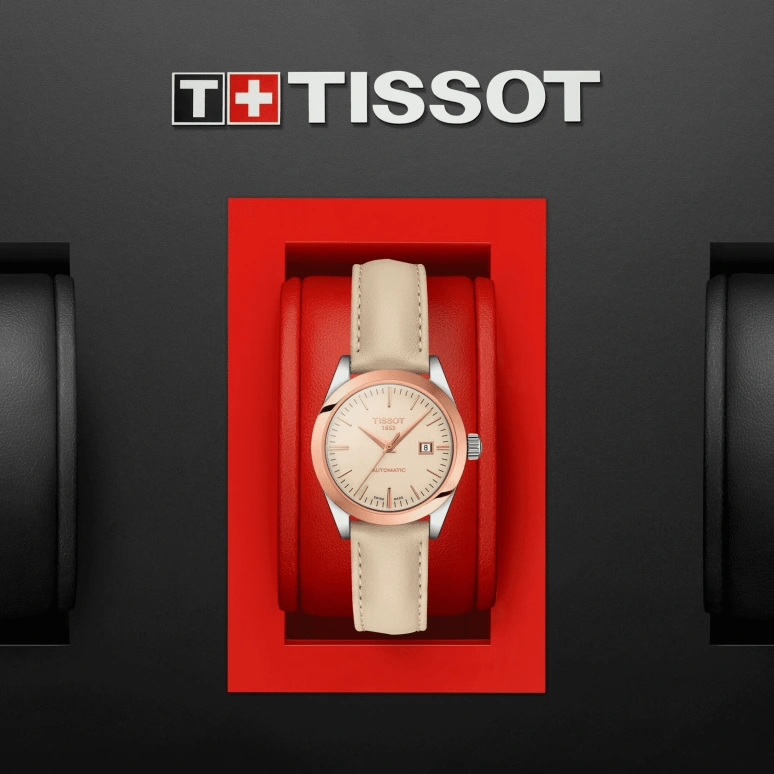 Tissot,T-Lady 29.30mm,29.30mm,Rose Gold,Stainless Steel,Beige,Automatic,Date,48hours,T930,T930.007.46.261.00