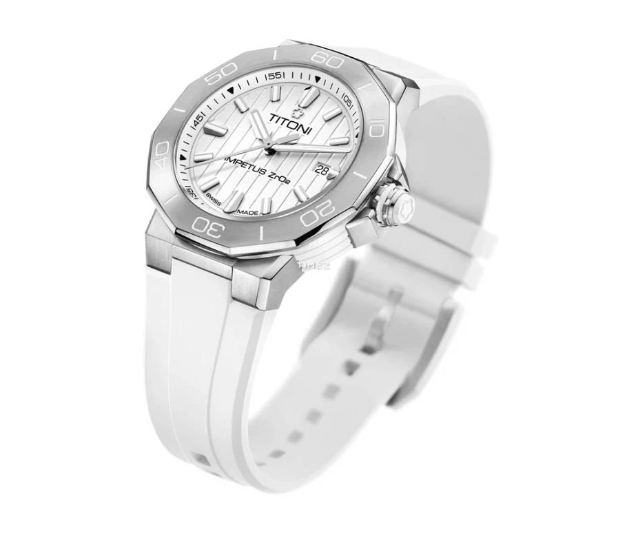 Titoni,IMPETUS 43mm,43mm,Stainless Steel,Ceramic,White,Automatic,Day,42hours,83765 S,83765 S-WW-711