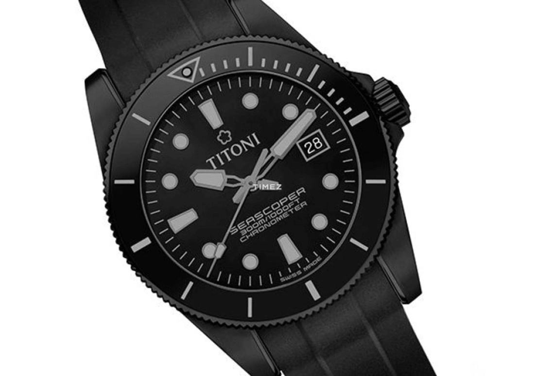 Titoni,SEASCOPER 42mm,42mm,Stainless Steel,Ceramic,Black,Automatic,Day,38hours,83300 B,83300 B-BK-R-716