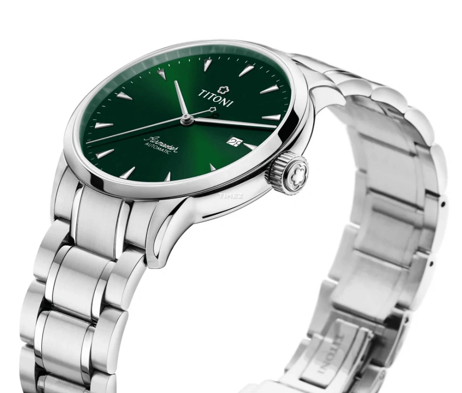 Titoni,AIRMASTER 40mm,40mm,Stainless Steel,Green,Automatic,Day,Sapphire,Crystal Glass,83733 S,83733 S-673