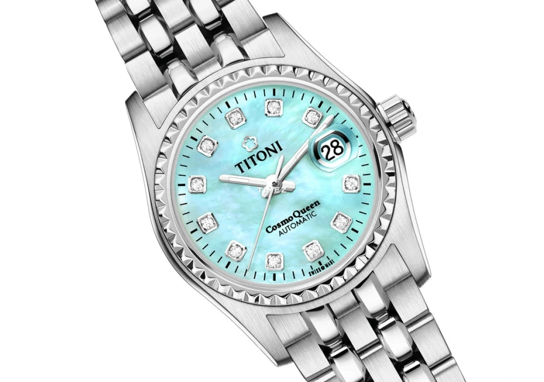 Titoni,COSMO 27mm,27mm,Stainless Steel,Blue,Automatic,Day,Sapphire,Crystal Glass,729 S,729 S-720