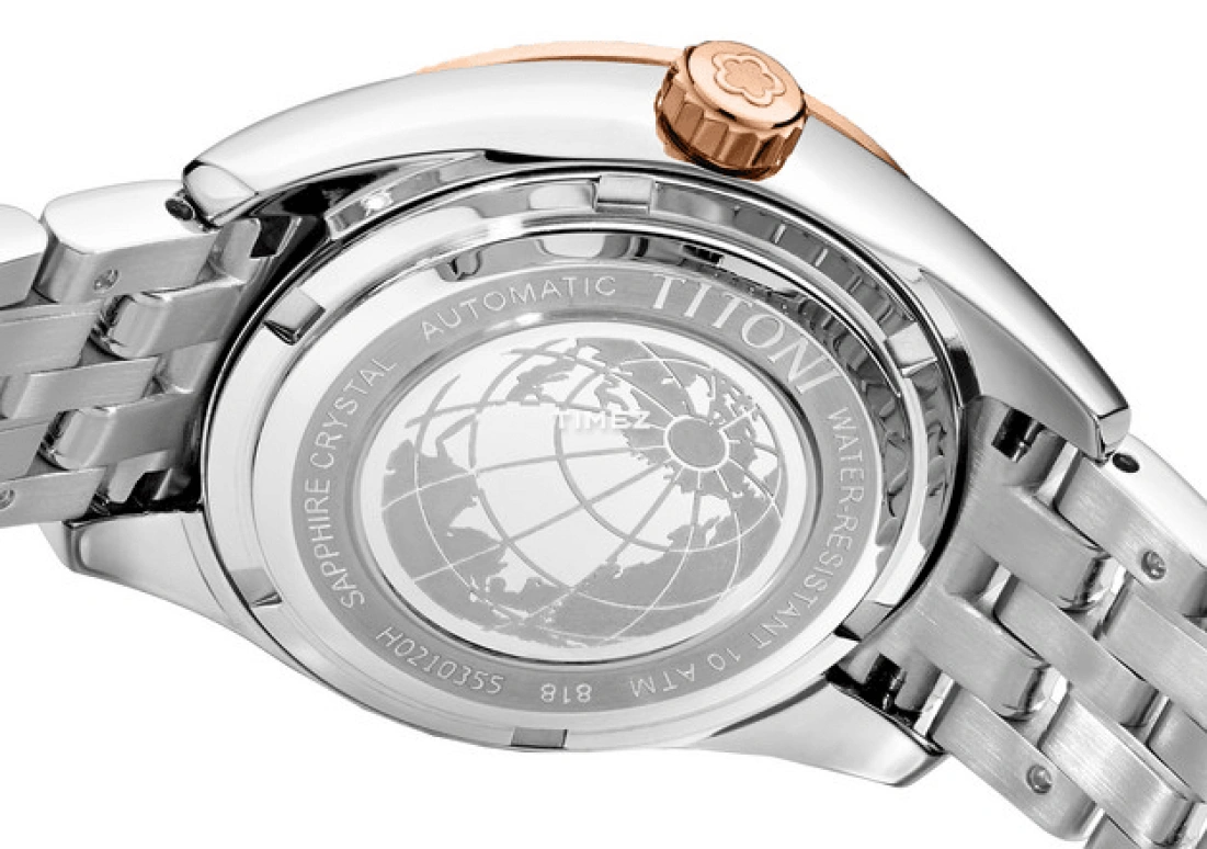 Titoni,COSMO 30mm,30mm,Stainless Steel,White,Automatic,Day,Sapphire,Crystal Glass,818 SRG,818 SRG-622