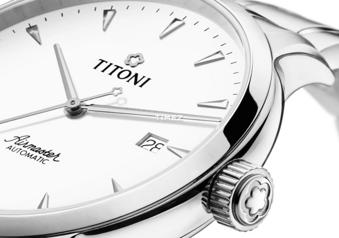 Titoni,AIRMASTER 40mm,40mm,Stainless Steel,White,Automatic,Day,Sapphire,Crystal Glass,83733 S,83733 S-583