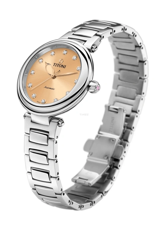 Titoni,MISS LOVELY 33.50mm,33.50mm,Stainless Steel,Rose Gold,Automatic,Sapphire,Round,23978 S,23978 S-725
