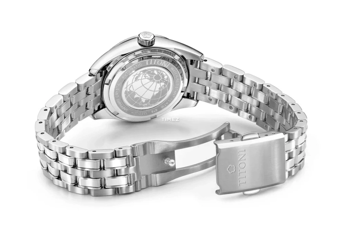 Titoni,COSMO 30mm,30mm,Stainless Steel,White,Automatic,Day,Sapphire,Crystal Glass,818 S,818 S-622