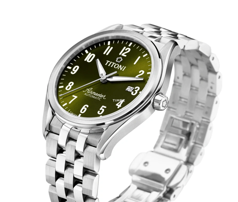 Titoni,AIRMASTER 40.50mm,40.50mm,Stainless Steel,Green,Automatic,Day,Sapphire,Crystal Glass,83906 S,83906 S-700