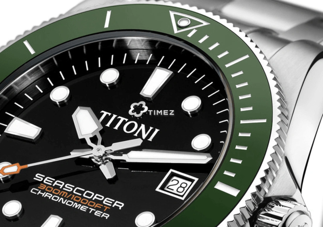 Titoni,SEASCOPER 42mm,42mm,Stainless Steel,Black,Automatic,Day,Sapphire,Crystal Glass,83300 S,83300 S-GN-702
