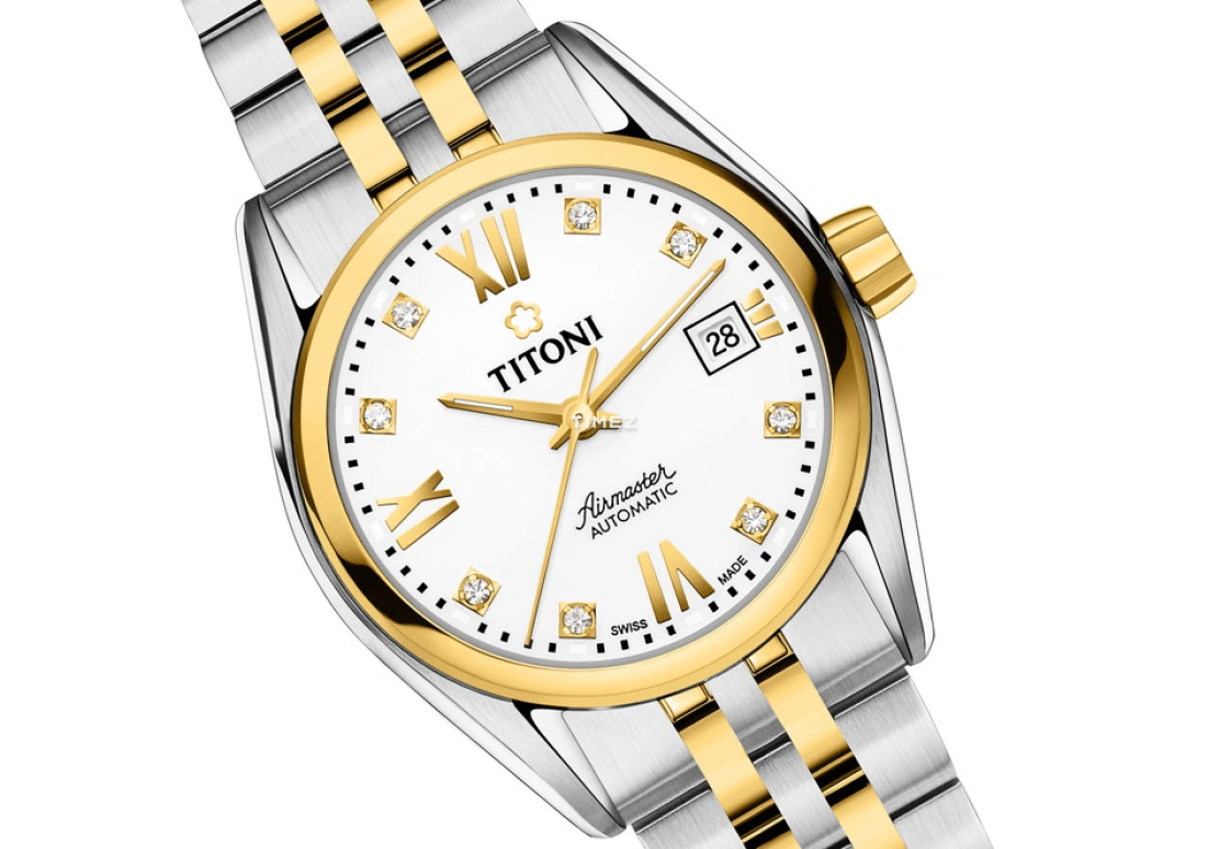 Titoni,AIRMASTER 27mm,27mm,Stainless Steel,White,Automatic,Day,Sapphire,Crystal Glass,23909 SY,23909 SY-063