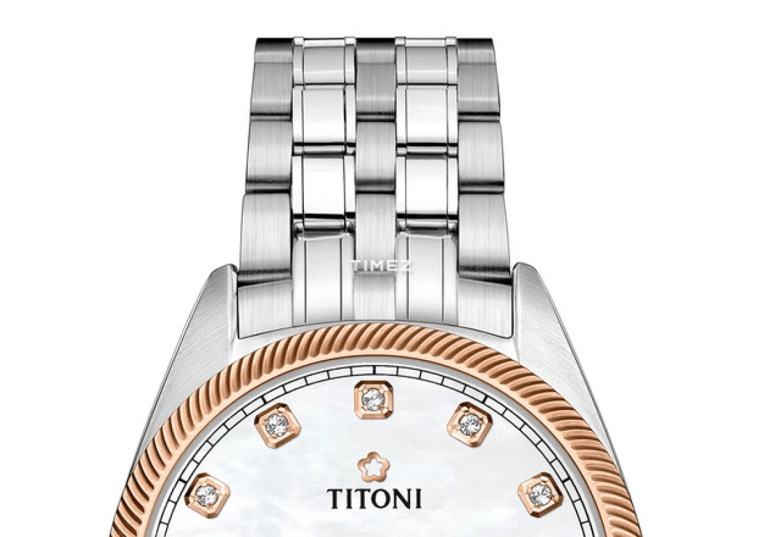 Titoni,COSMO 30mm,30mm,Stainless Steel,White,Automatic,Day,Sapphire,Crystal Glass,818 SRG,818 SRG-622