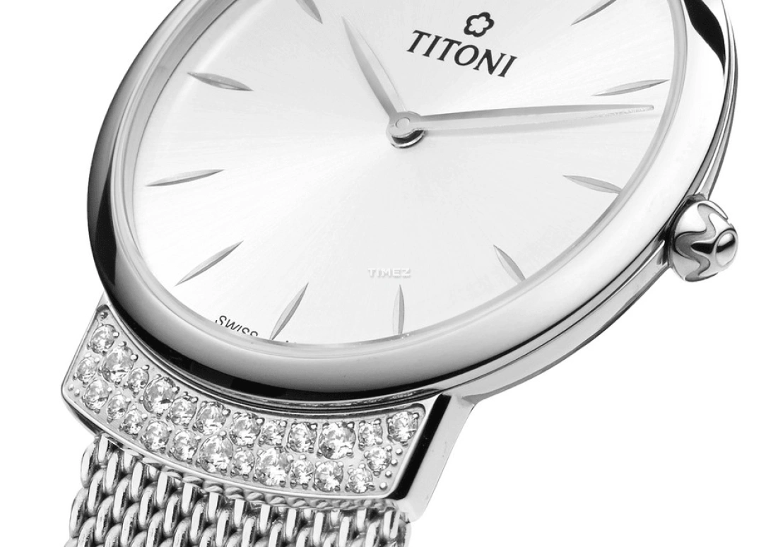 Titoni,MADEMOISELLE BY TITONI 32mm,32mm,Stainless Steel,White,Quartz,Sapphire,Crystal Glass,Round,TQ 42912 S,TQ 42912 S-590