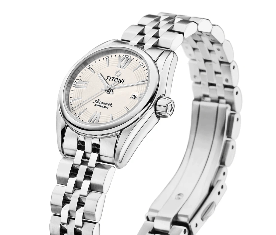 Titoni,AIRMASTER 27mm,27mm,Stainless Steel,Silver,Automatic,Day,Sapphire,Crystal Glass,23909 S,23909 S-342
