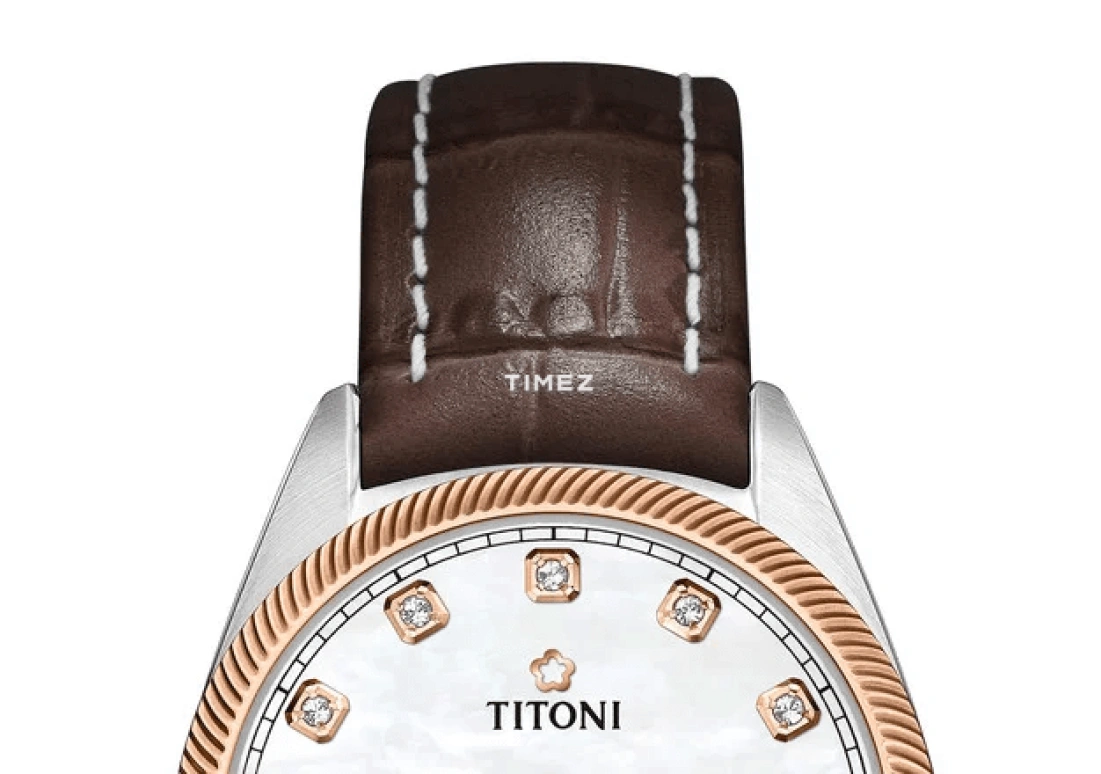 Titoni,COSMO 30mm,30mm,Stainless Steel,White,Automatic,Day,Sapphire,Crystal Glass,818 SRG,818 SRG-ST-622