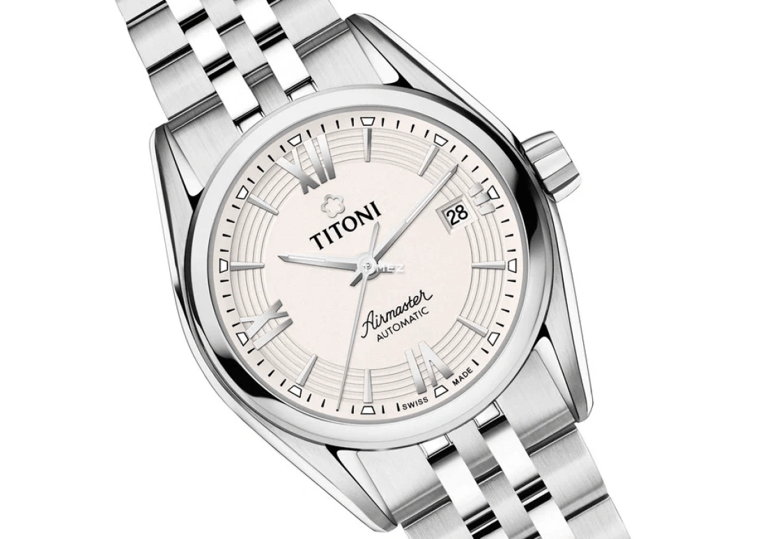 Titoni,AIRMASTER 27mm,27mm,Stainless Steel,Silver,Automatic,Day,Sapphire,Crystal Glass,23909 S,23909 S-342