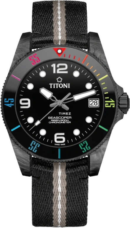 Titoni,SEASCOPER 42mm,42mm,Carbon,Ceramic,Black,Automatic,Day,Sapphire,Crystal Glass,83600 CRA,83600 CRA-T1-256