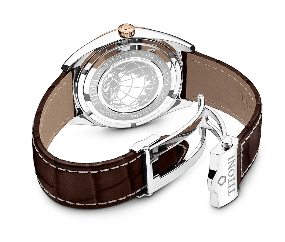 Titoni,COSMO 41mm,41mm,Stainless Steel,White,Automatic,Day,Sapphire,Crystal Glass,878 SRG,878 SRG-ST-657