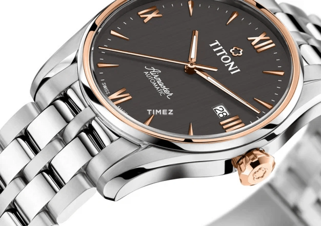 Titoni,AIRMASTER 40mm,40mm,Stainless Steel,Grey,Black,Automatic,Day,Sapphire,Crystal Glass,83908 SRG,83908 SRG-688